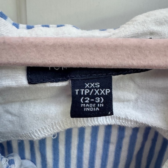 Tommy Hilfiger 2-3T Girls Blue Striped Kids Short Sleeve Dress - Picture 4 of 6